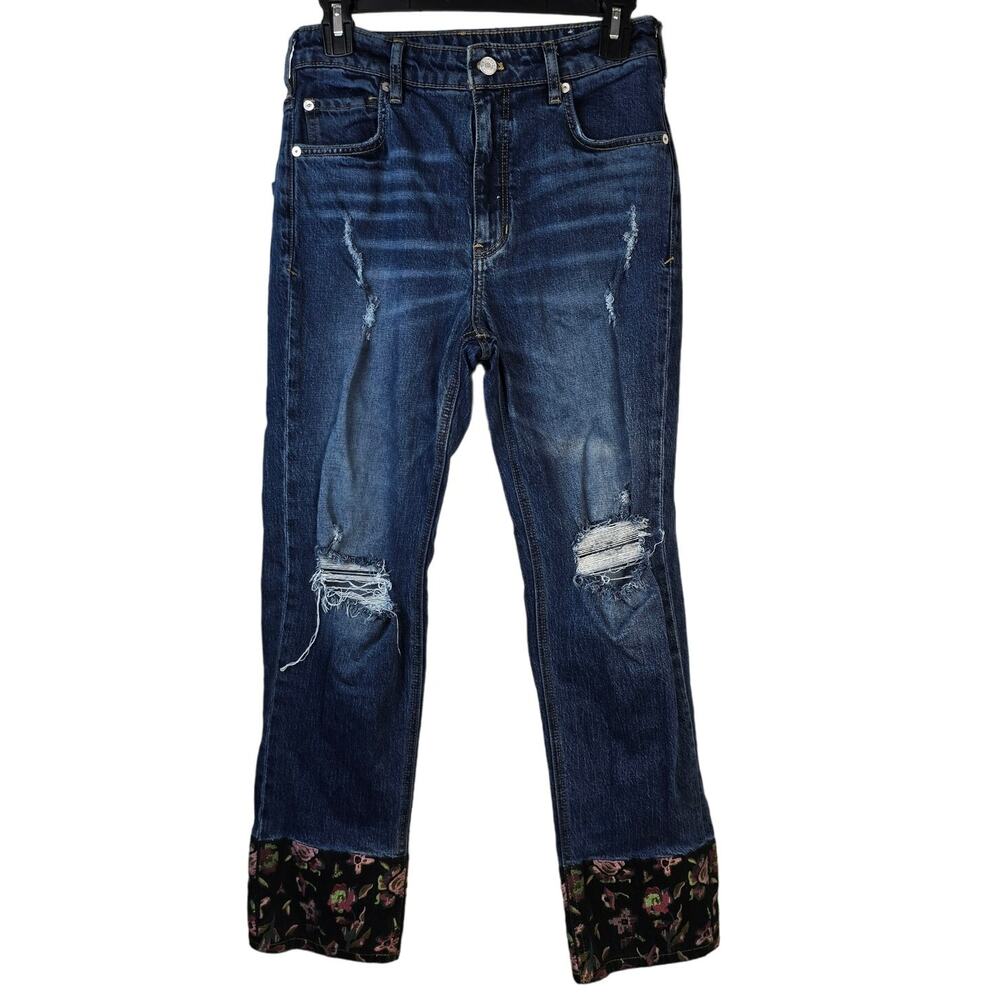 Pilcro The Vintage Straight Jeans Women's 27 High Rise Distressed Boho Festival